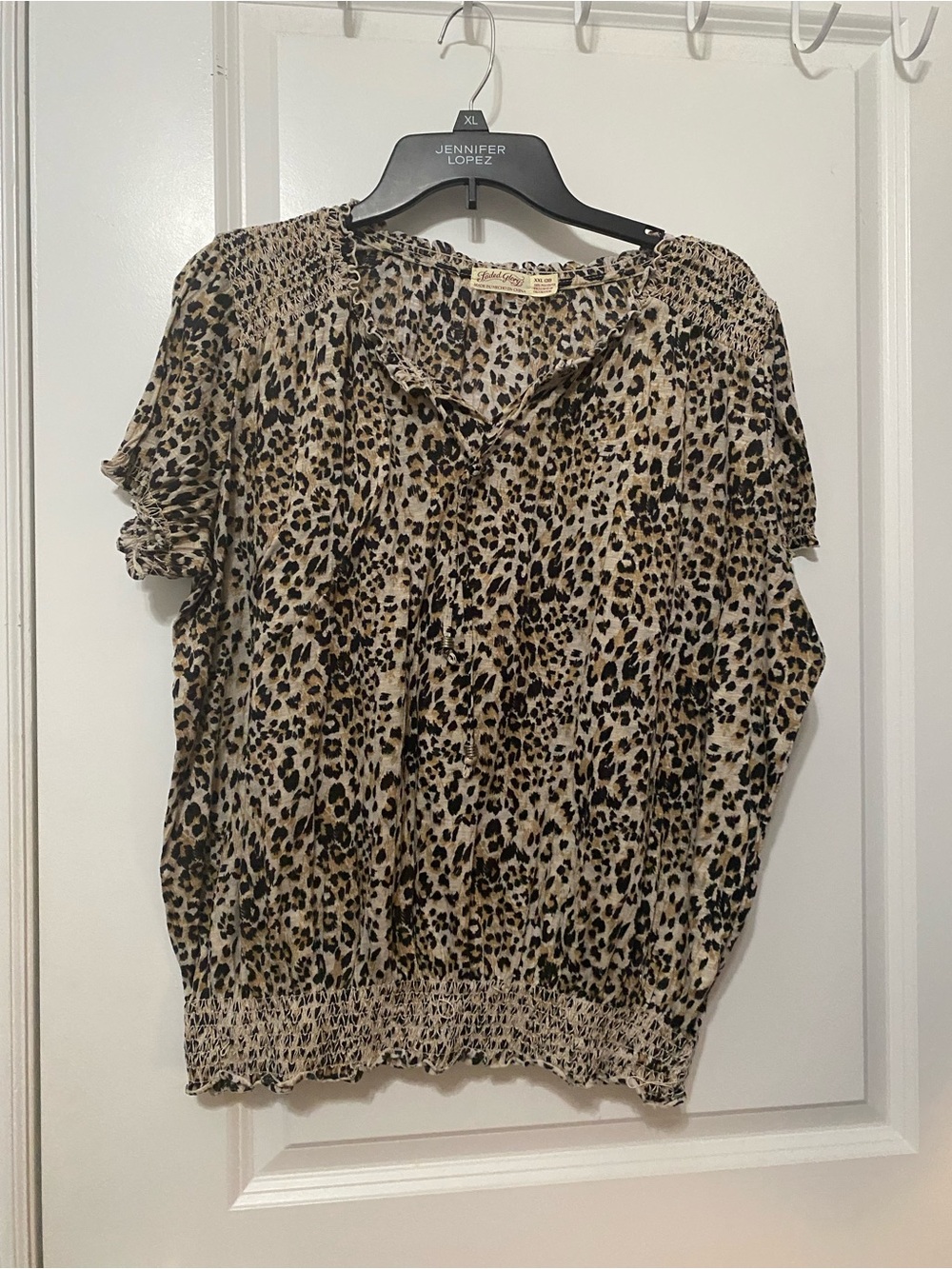 Faded Glory Short Sleeve Blouse in Tan and Black